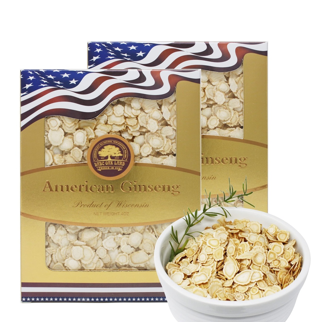 2 Boxes of American Geneseng Slices מוויסקונסין, Americanויסקונסין גינזנג Slices Root for Tea, Energy for Men Women Mental Health Boosts Immunity, Gluten Free, 花旗參 / 西洋參 / Small Round 2Boxs של 4oz, 8oz