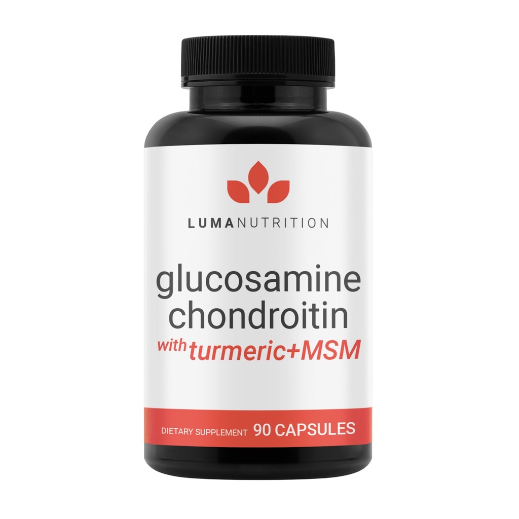 Luma Nutrition Glucosamine Chondroitin MSM - Turmeric, Boswellia - תוספת Premium - עבור גברים ונשים - תוספת משותפת - 90 קפסולות