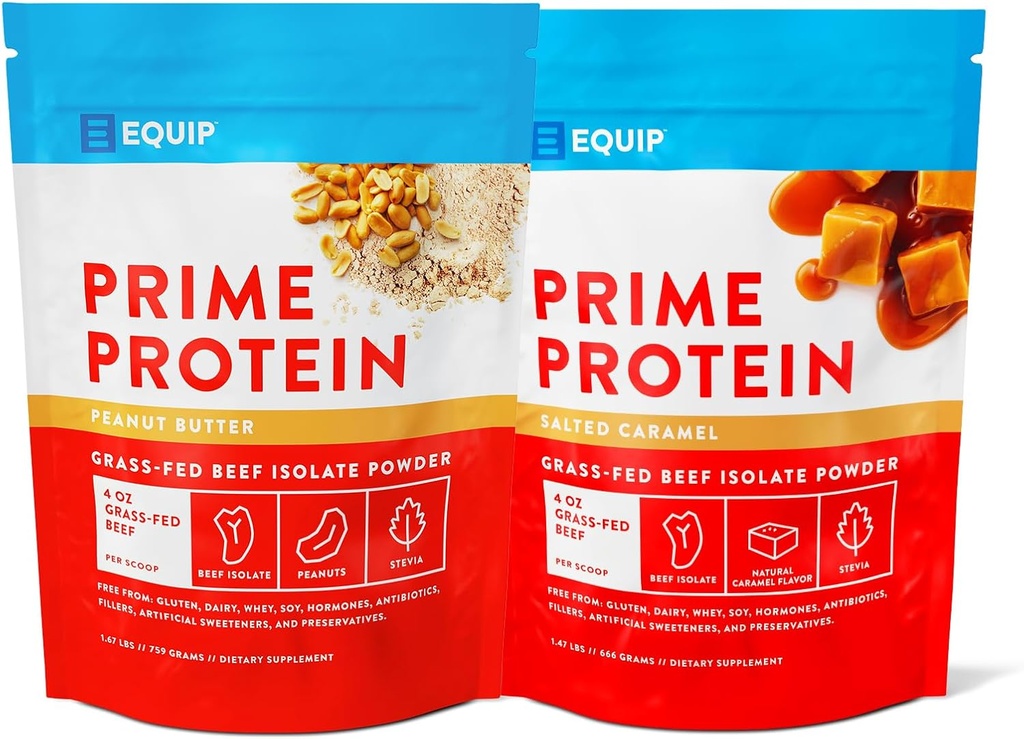 Equip Foods Prime חלבון אבקת בוטנים בוטנים ואבקת חלבון ראש סולט קארמל