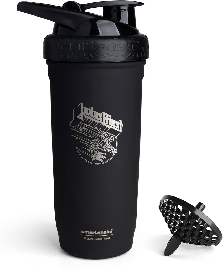 Smartshake Rockband Reforce Stainless Steel חלבון שיקר 900 מ"ל | 30 oz - Leakהוכחה Screw-on Lid - BPA Free - Non Insulated - Unisex (סמל ג'ודה)