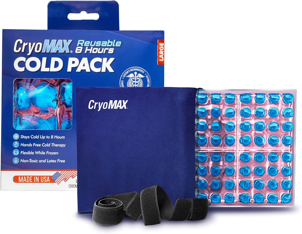 CryoMAX Cold Pack , Reusable, Free, 8 Hour Cold Therapy, גדול, 12" x 12