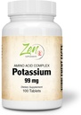 תוספי זן - Potassium 99 מ"ג (Amino Acid) 100-Tabs - Fluid & Electrolyte Balance Formula - Heart, Nerve & שרירים פונקציות תמיכה