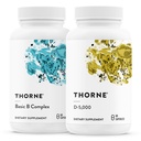 THORNE - Basic B Complex (60 קפסולות) & ויטמין D-5000 (60 קפסולות) Bundle - תומך בייצור אנרגיה סלולרית, בריאות המוח ועצמות בריאות - Gluten, Milk & Soy-FreeFree