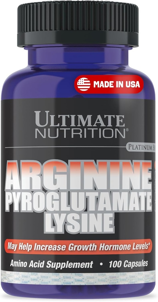 תזונה מושלמת L-Arginine תוספים לגברים ונשים - Stacked Amino Acid Complex with Aginine, Pyroglutamate & Lysine - תמיכה GH, Nitric Oxide הפקה & Optimal Blood Flow - 100 קפסולות