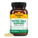 Country Life Thyro-MAX Support - Kelp-Derived Iodine & L-Tyrosine Thyroid תוסף לגברים ונשים - Bs, ויטמינים ללא גלוטן, טבעוני, כשר - 60 קפסולות