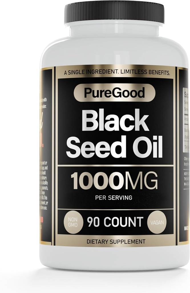 Black Seed Oil קפסולות, 500 Mg, Cold Pressed High Potency Digestive Aid, 90 Count 100% Non GMO Pure Black Cumin Seed Oil קפסולות