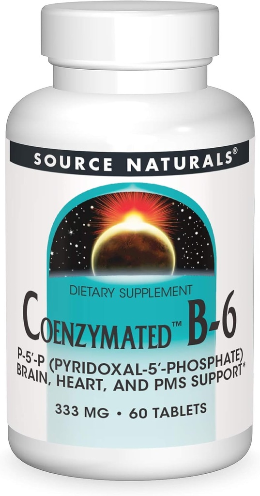 Source Naturals Coenzymated B-6, מקדם מערכת העצבים בריאה*, 333mg - 60 טבליות