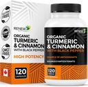 Renew Actives Organic Turmeric 474MG & Cinnamon 50MG ל 2 קפסולות - עם Curcumin & BioPerine for Absorption - תמיכה Metabolism, Joint Health & Digestion - מיוצר בקנדה - 120 קפסולות