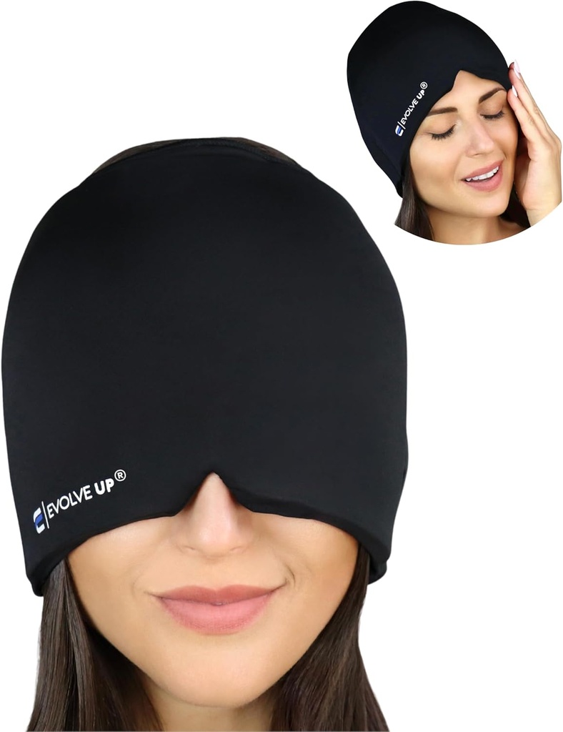 Fast Acting Migraine Relief Cap - תוכנן עבור Migraine, Sinus Tension Headache הקלה, Double Layer Gel Ice Mask, טיפולית Migraine Mask - Cold & Hot Compression, 1 Size Fits All Fits All Fits All