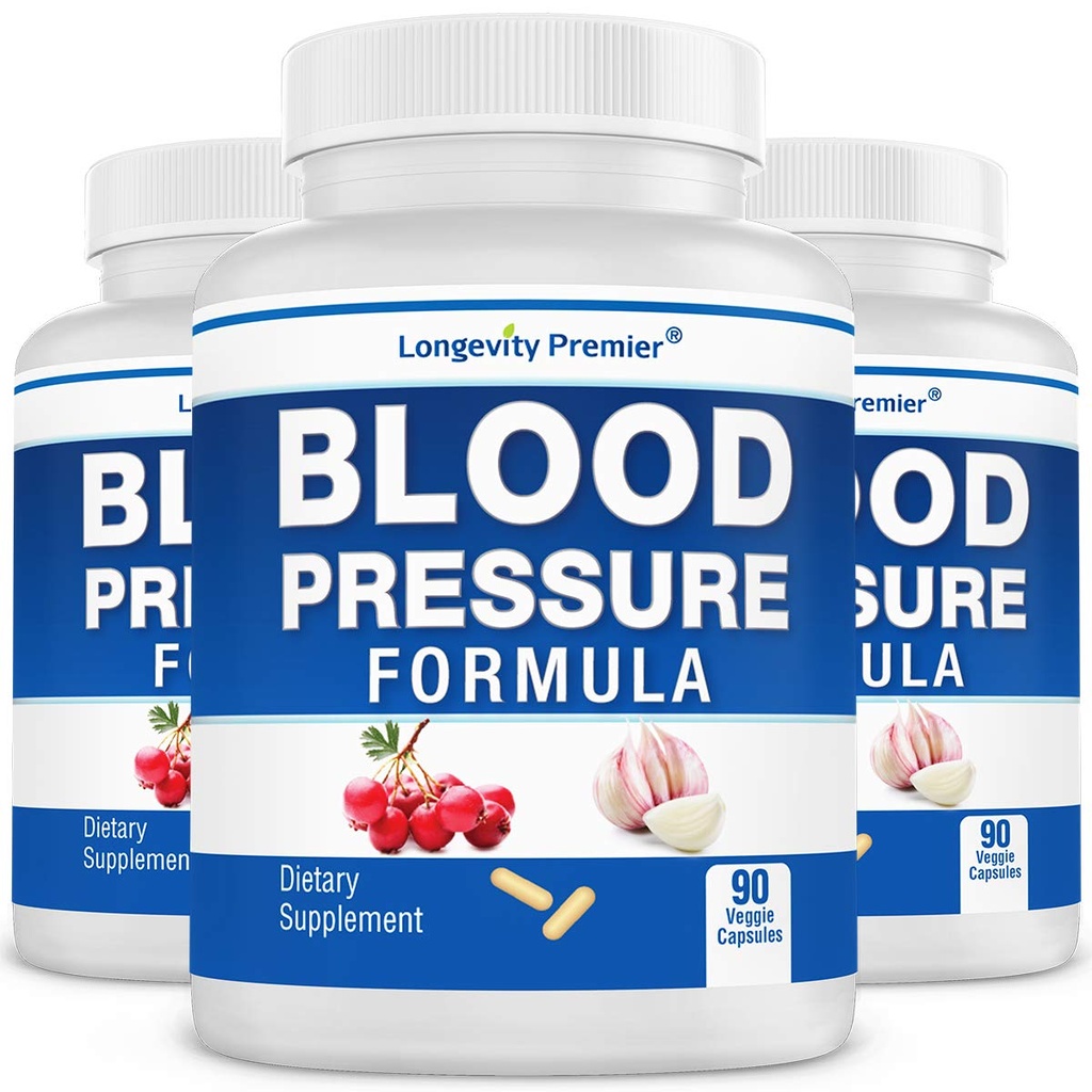 [3-Bottle Value Pack] Longevity Blood Pressure Formula - עם 12+ הרשאות טבעיות. תוספת תמיכה תזונתית
