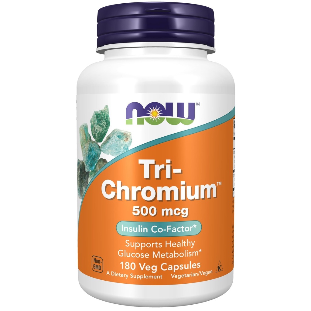 תוספי מזון עכשיו, Tri-Chromium 500 mcg עם Cinnamon, Insulin Co-Factor*, 180 ואג קפסולות