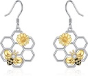 שם הסרטון: Women 925 סטרלינג Silver Bumble Earrings with Honeycomb Honeybee Jewel Dangles for Women