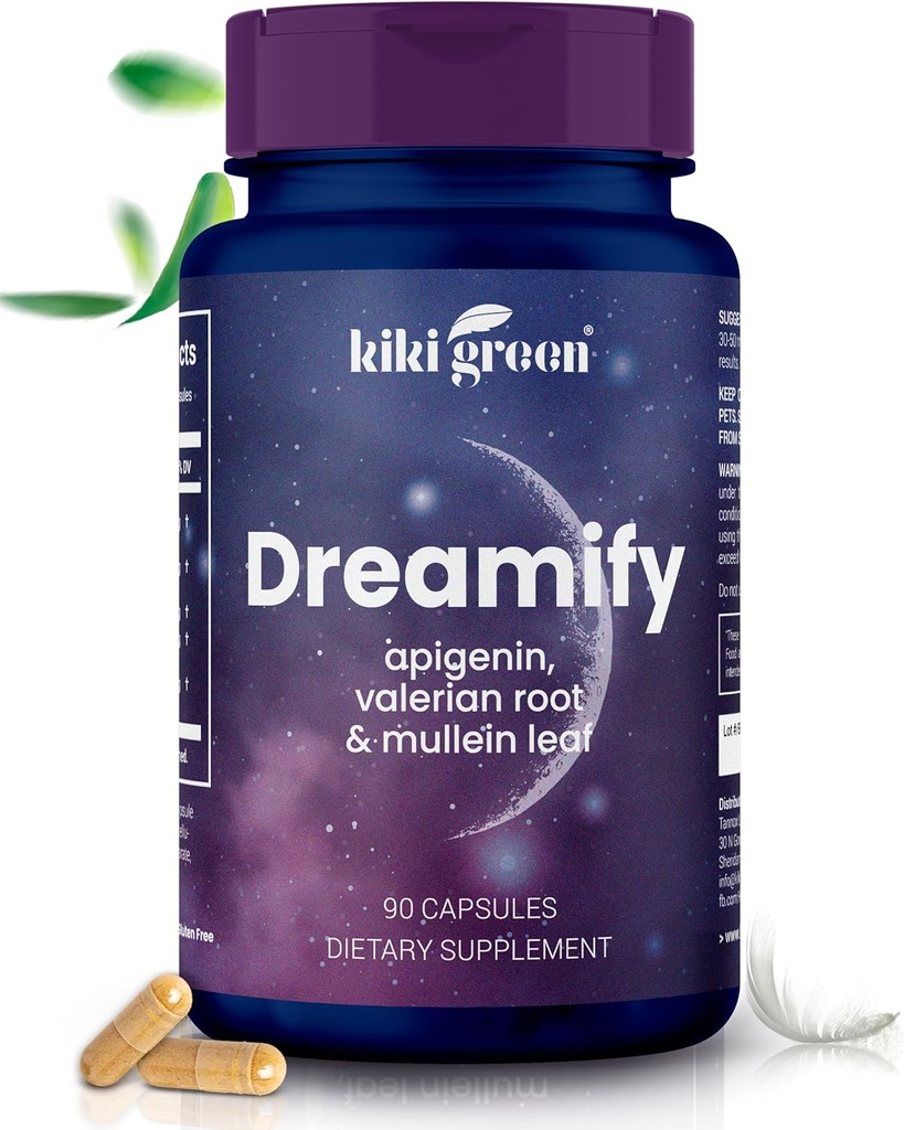 KIKI Green DREAMIFY תוסף - Apigenin, Valan Root, Mullein Leaf Extract - Rest,laxation, Sleep Cycle - 90 קפסולות טבעוניות