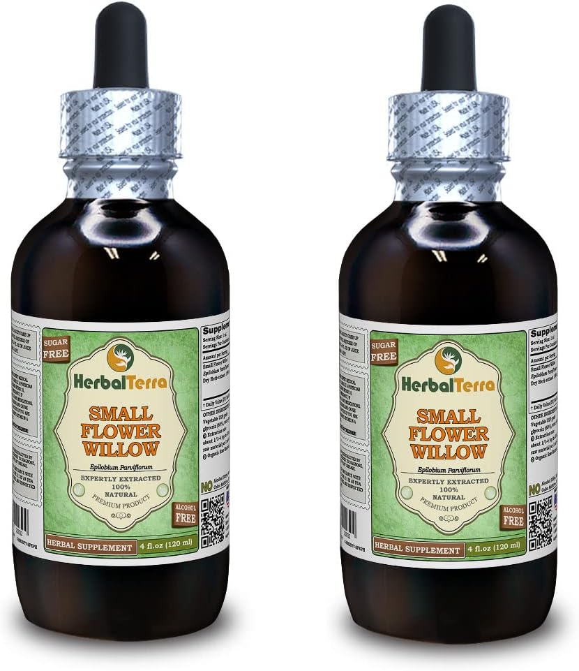 פרח קטן ווילו (Epilobium parviflorum) Glycerite, Dried Herb אלכוהול-Free Liquid Extract Extract (Brand Name: HerbalTerra, Madely in USA) 2x4 fl.oz (2x120 מ"ל)