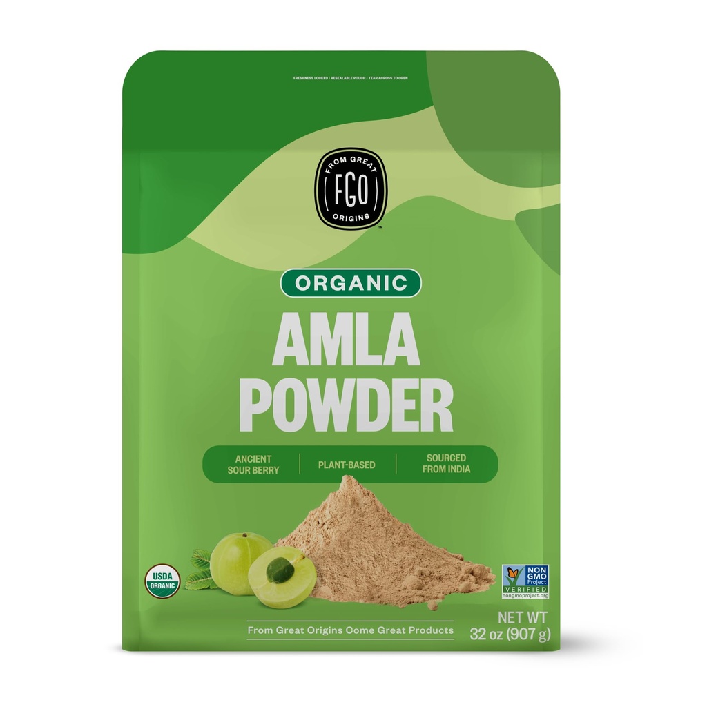 אבקת FGO אורגני Amla, 2 פאונד / 32oz, USDA אורגני אווזברי (Amalaki), non-GMO, ויטמין C - 100% Raw and Natural (Pack of 1)