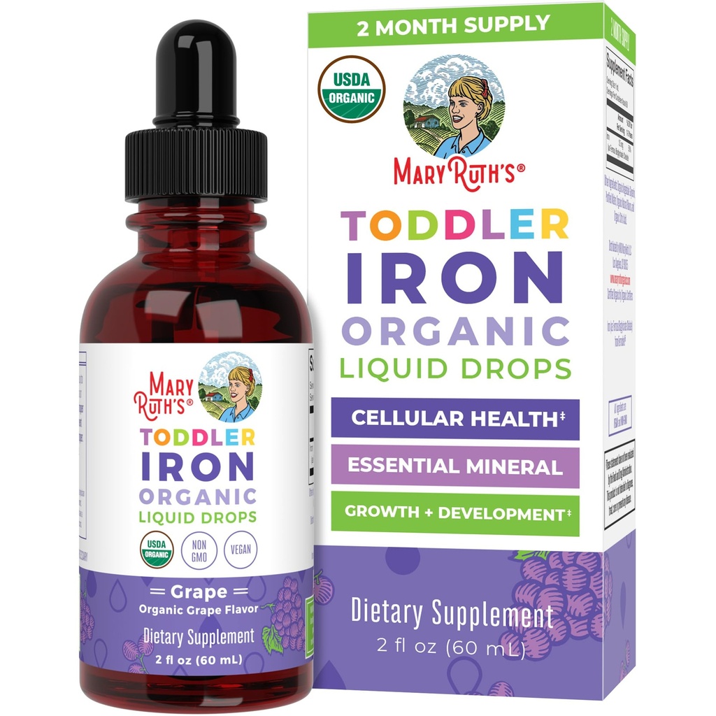 MaryRuth Organics Iron Supplement for טונדלרים | תוספי ברזל נוזליים לילדים בגילאי 1-3 | תוספת ברזל להגנת ברזל | Premiumochel