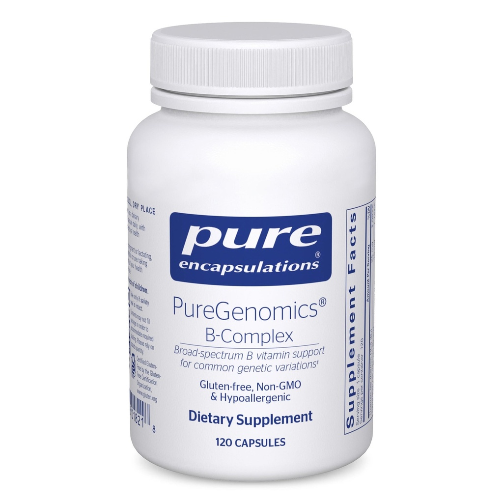 Pure Encapsulations PureGenomics B-Complex - תמיכה ויטמין B רחב עבור ביטוי גנטי, תפקוד סלולרי, ייצור הורמונלי ואנרגיה מטאבוליזם * - עם ויטמין B12 & B6-120 קפסולות