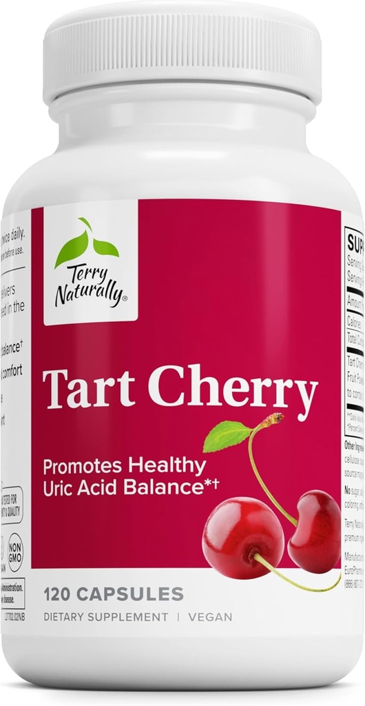 טרי טאארט צ'רי - תוספת אנטי-חמצן לתמיכה ב-Uric Acid Balance & Joint Health - תוספי תזונה - תוספת תזונתית לשיקום לאחר אימון - 120 קפסולות