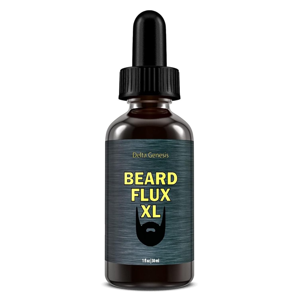Beard Flux XL (1 fl oz / 30 מ"ל) | מוסטache ו- Beard Growth Stimulating Oil | מוצרי צמיחת שיער הפנים לגברים | Soothing Formulation with Argan, Caffeine, Joa Joba