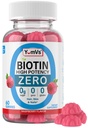 Biotin Gummies סוכר חינם - 5,000 mcg High Potency Biotin לשיער, Skin & Nails - Zero Sugar, non-GMO, Gluten Free, Raspberry Gummies - 60 Count Count