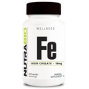 NutraBio Iron Chelate (18mg) - תוספי ברזל לגברים ונשים- Ferrous Bisglycinate Chelate, תומך Red Blood Cell Health, 60 קפסולות