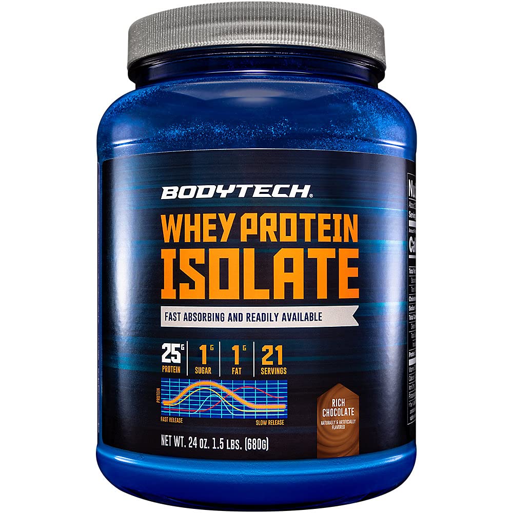 BODYTECH Whey חלבון Isolate אבקת - 25 גרמים של חלבון לשרת, אידיאלי עבור פוסט-Workout שריר בניין וצמיחה, עשיר שוקולד פלפור, מכיל חלב וסוי (1.5 פאונד / 21 משרתים)