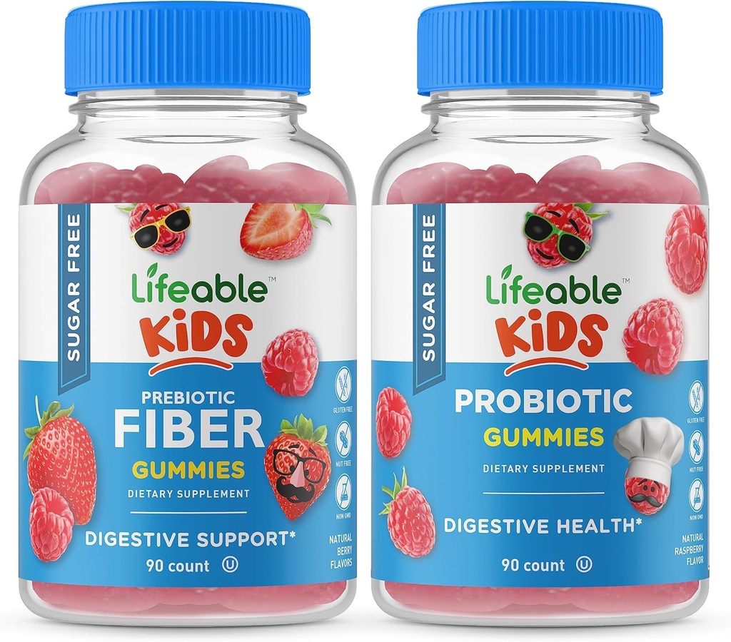 Lifeable Sugar חינם Preciotic סיבים ילדים + פרוביוטיקה + Prebiotic סיבים ילדים, חניכיים בונדלה - גדול Tasting, ויטמין תוסף, Gluten Free, GMO חינם, Chewable Gummymymy