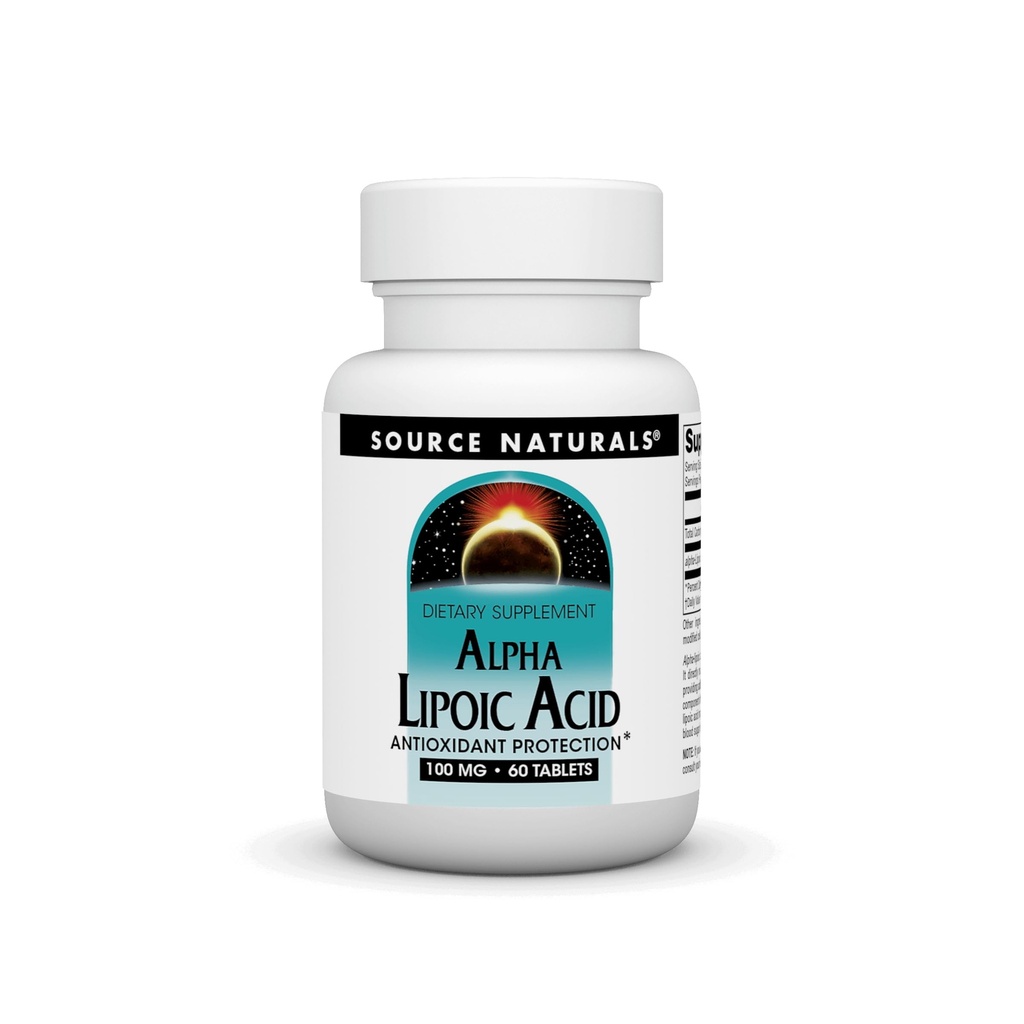 מקור Naturals Alpha Lipoic Acid תומך במטבוליזם סוכר בריא, Liver Function & Energy Generation * -100 מ"ג - 60 טבליות