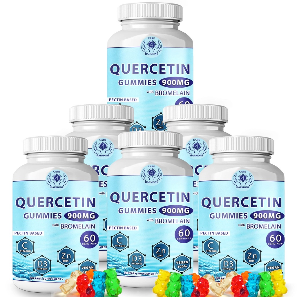 Quercetin Gummies - Quercetin with Bromelain ויטמין C + Zinc ויטמין D3 - תוספי Quercetin 900mgs - Quercetin עבור ילדים ומבוגרים (6)