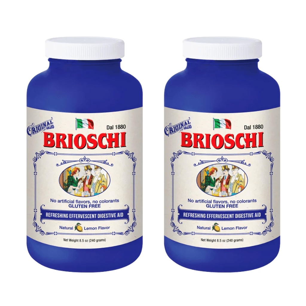 Brioschi Italian Lemon Flavored Efferscent Heartburn, Upset Stomach, Acid Indigestion, 8.5 oz בקבוק (Pack of 2)