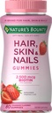 שיער הפתרונות של Nature's Bounty Optimal Solutions, Skin & Nails ויטמינים עם ביוטין, 2,500 mcg, Strawberry, 80 Count, 40 Total Servers