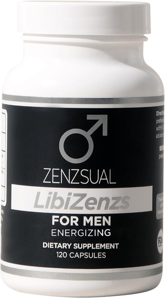ZENZSUAL LibiZenzs Men - Natural Dietary תוסף תערובת עם ג'ינסנג, Maca Root, Ashwagandha - מגביר את רמות הטסטוסטרון - Gluten Free (120 קפסולות)