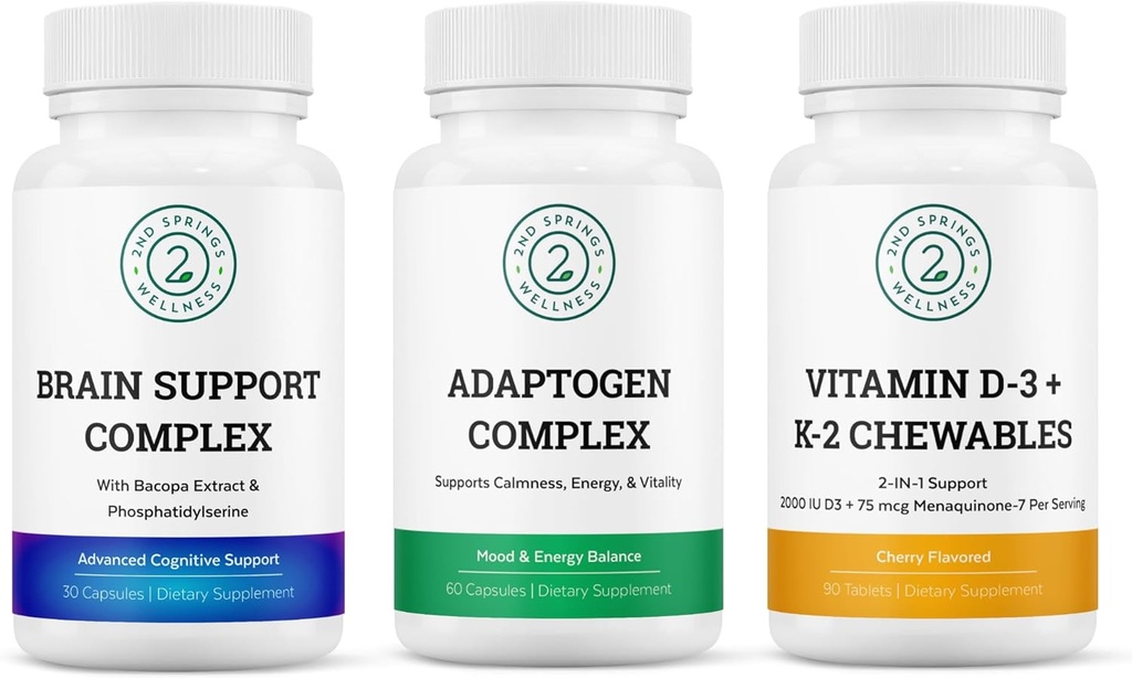 Vitality & Mind Wellness tri Bundle - Brain Support Complex, Fitogen Complex, ויטמין D3+K2