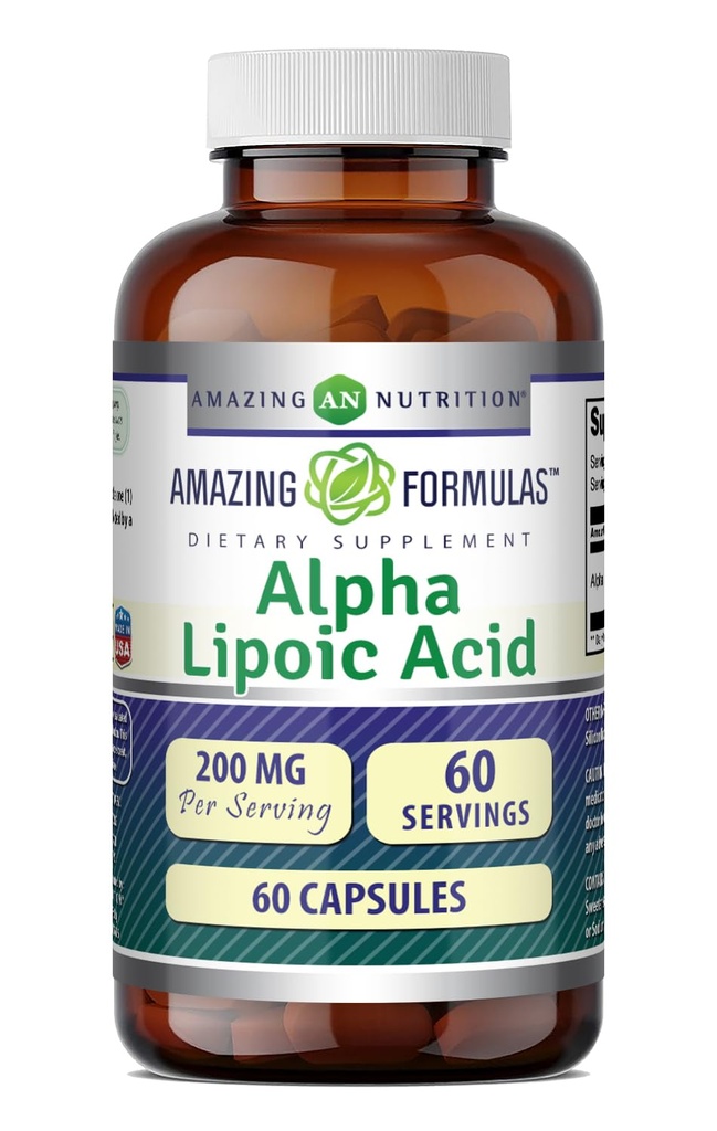 פורמולה מדהימה Alpha Lipoic Acid | 200 תוסף Mg | קפסולות | Non-GMO | Gluten-Free | Made in USA (1 Pack, 60)