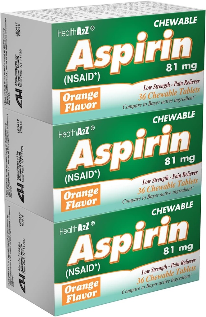 בריאותA2Z® Aspirin 81mg | Low Power Chewable Tablets