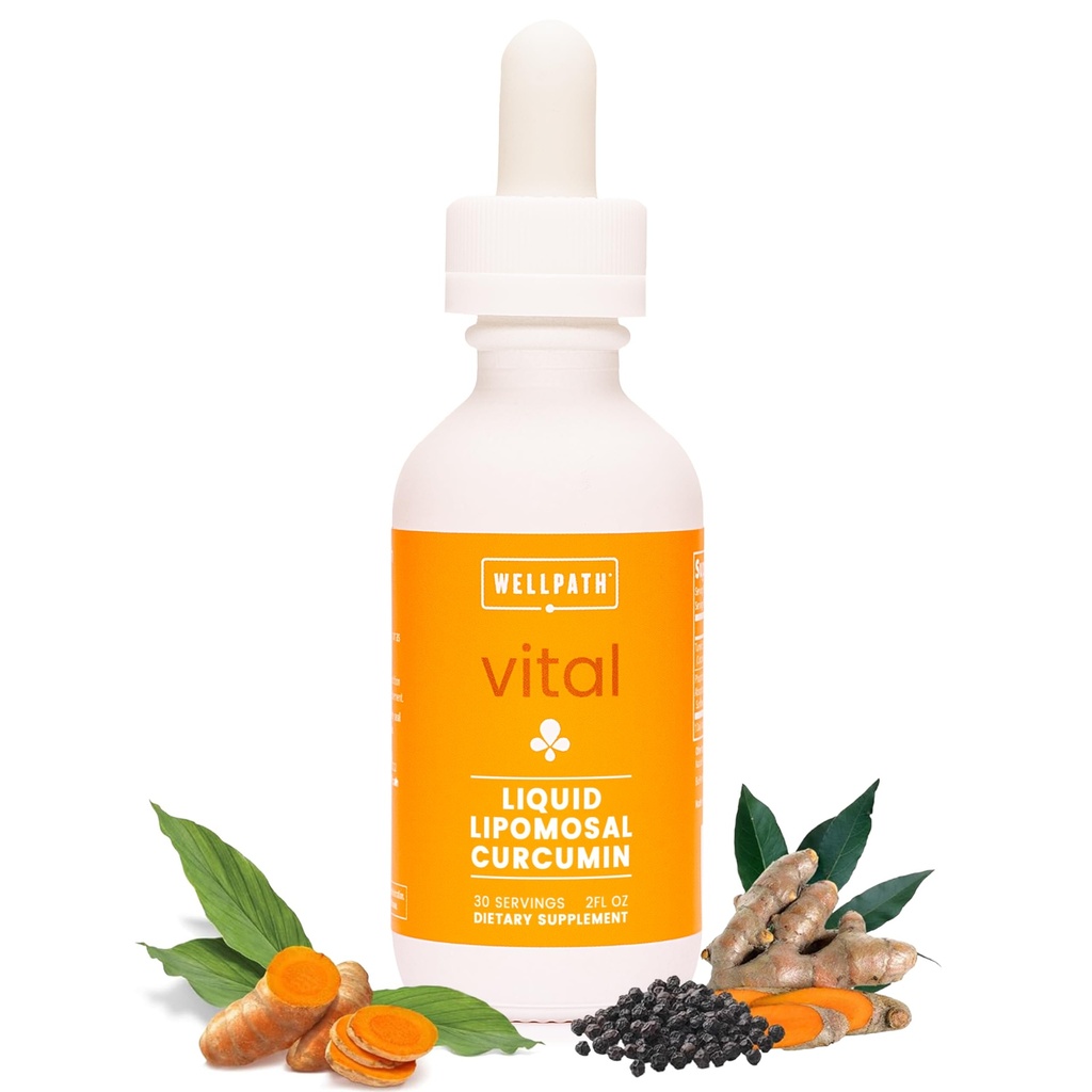 WellPath Liposomal Curcumin תוסף; טיפות נוזליות עם Black Pepper לחלץ; שיפור Absorption | Non-GMO, טבעוני, 2 oz