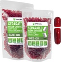 XPRS Nutra Vegan Size 00 בנפרד קפסולות - 1000 Count Premium ריקה קפסולות נפרדות ב Bags - 00 Pills ריקה עבור תוסף DIY (Clear Red)