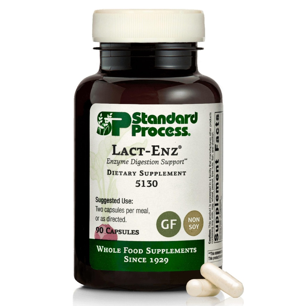 Standard Process Lact-ENZ - Enzyme Digestion Support - Probiotic Digestive Car & Immune System Support - Gluten-Free, Non-Dairy, & Non-Soy - 90 Capsules (45 Servings)