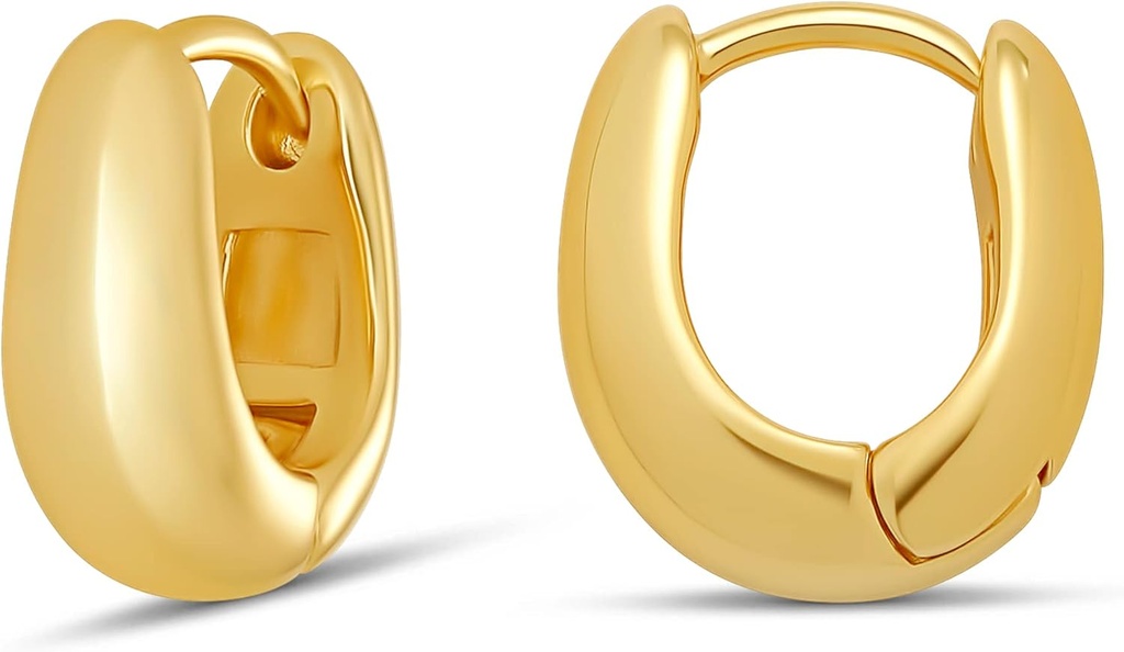 Essentials 14K Gold או סטרלינג סילבר פלט Teardrop Huggie Hoop 12mm