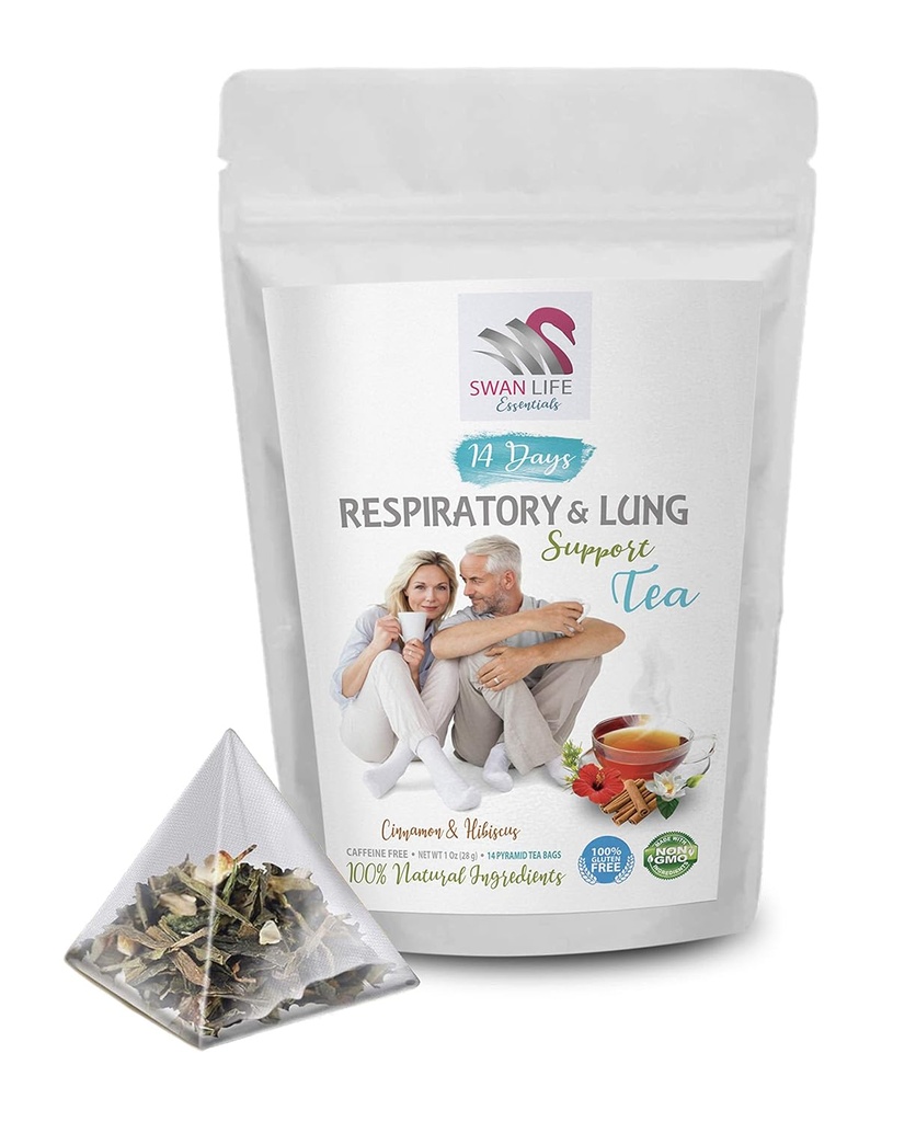 תה פפרנט - RESPIRA ו LUNG SUPPORT TEA 14 ימים - שורש אסטרגלוס membranaceus, Cinnamon, Hibiscus, Marshmallow Root, תה צמחי אורגני, תמיכה ריאות, תה החיסון - 1Pack 14 שקיות