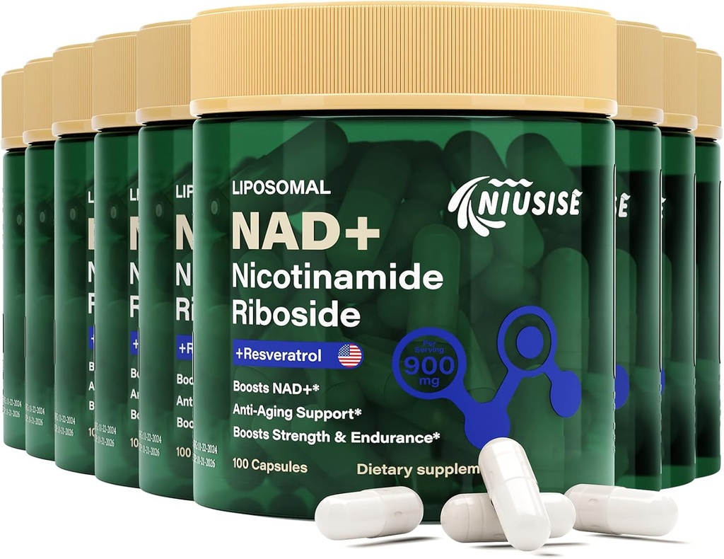 NAD תוסף, NAD Nicotinamide Riboside 900 Mg עבור גברים ונשים, Liposomal NAD+ תוספת עם Nicotinamide Riboside, Resveratrol & Quercetin, אנרגיה, Boost NAD+, 900 קפסולות