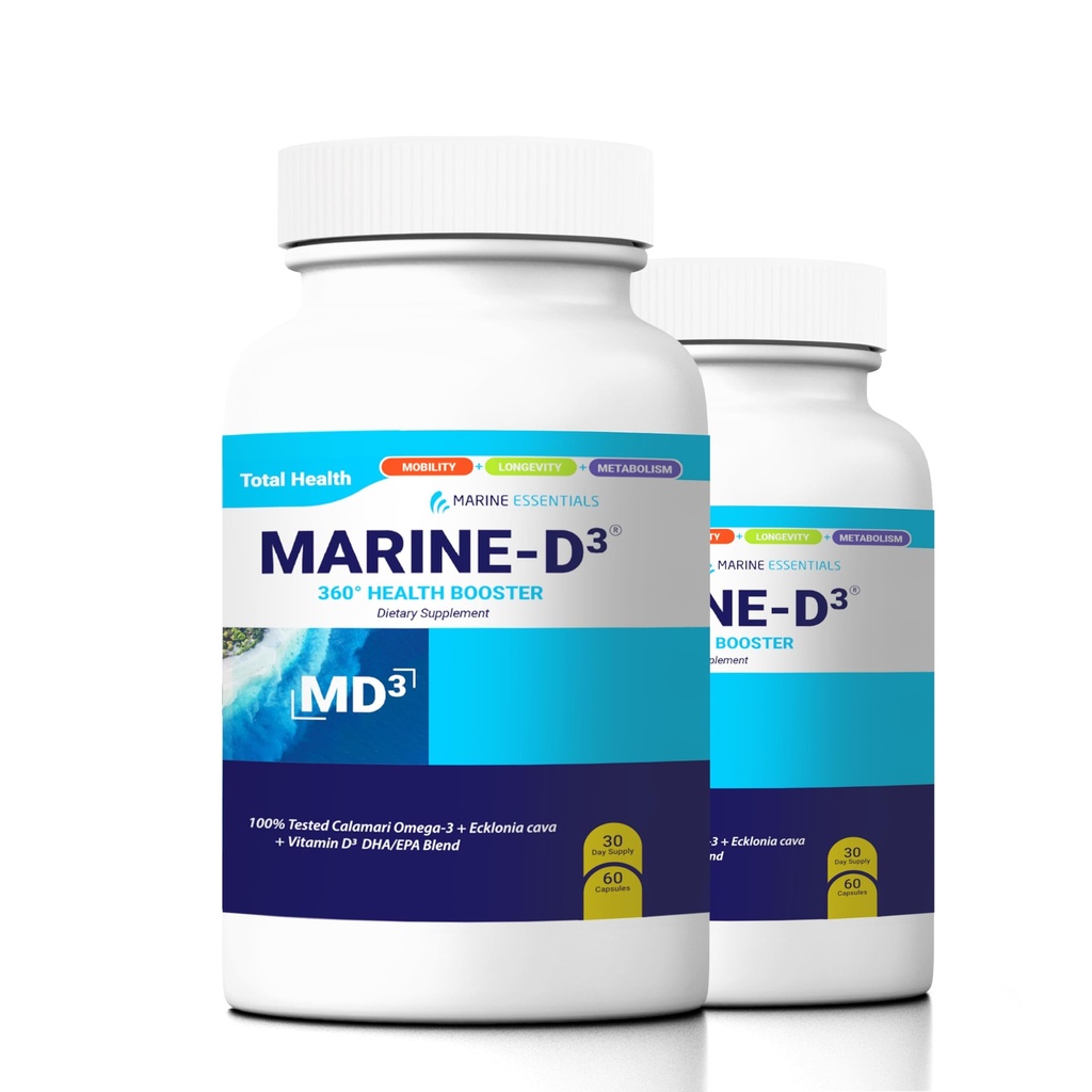 Marine Essentials- Marine D3 Omega 3 Calamari Ecklonia Cava DHA (2 Bottles - 120 Capsules)