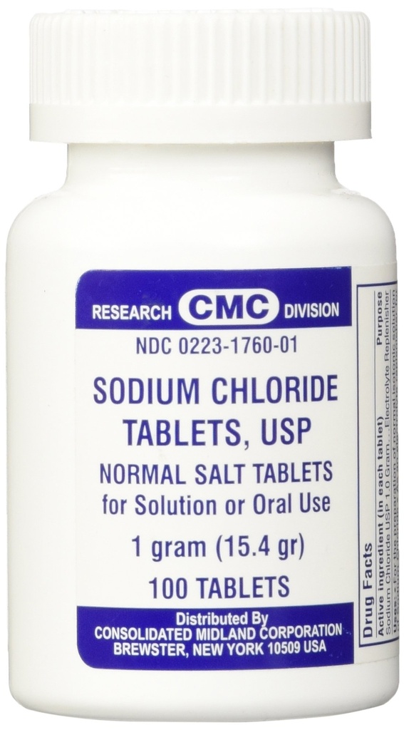 Sodium Chloride Tablet 1 Gm, USP רגיל מלח טבליות - 100 טבליות