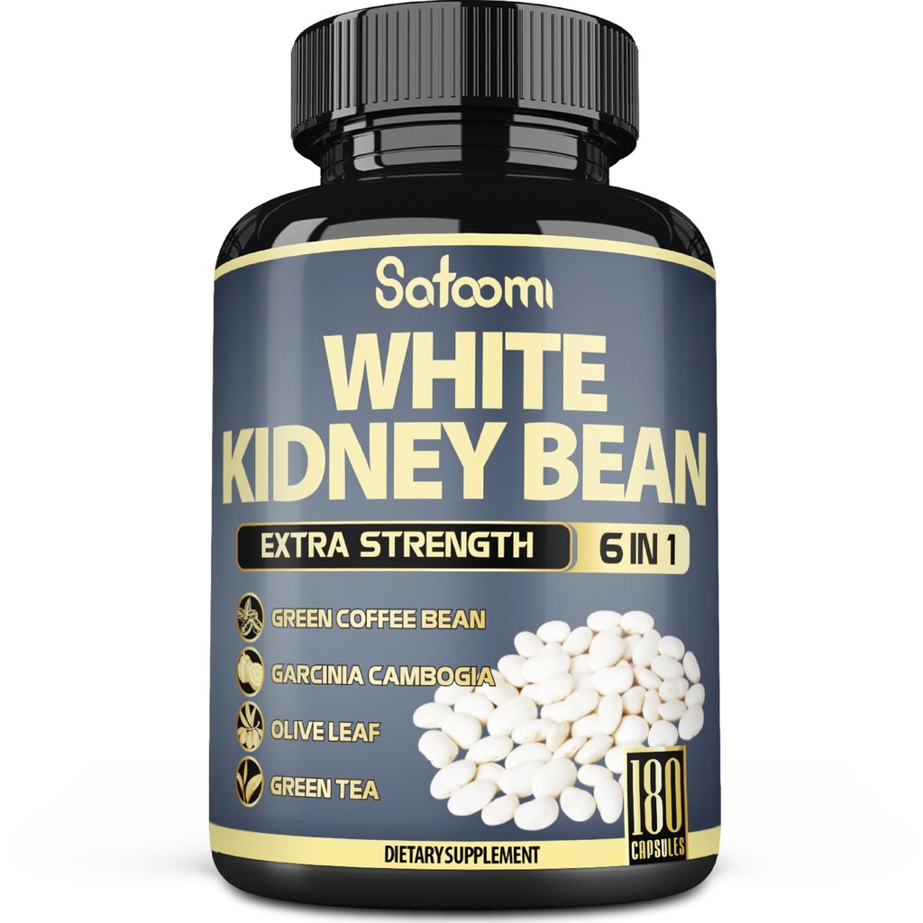 Satoomi 6in1 White Kidney Bean לחלץ קפסולות - 6 חודשים אספקה - תוספת של בלחת זית, קפה ירוק Bean & ירוק תה - 180 הרוזן