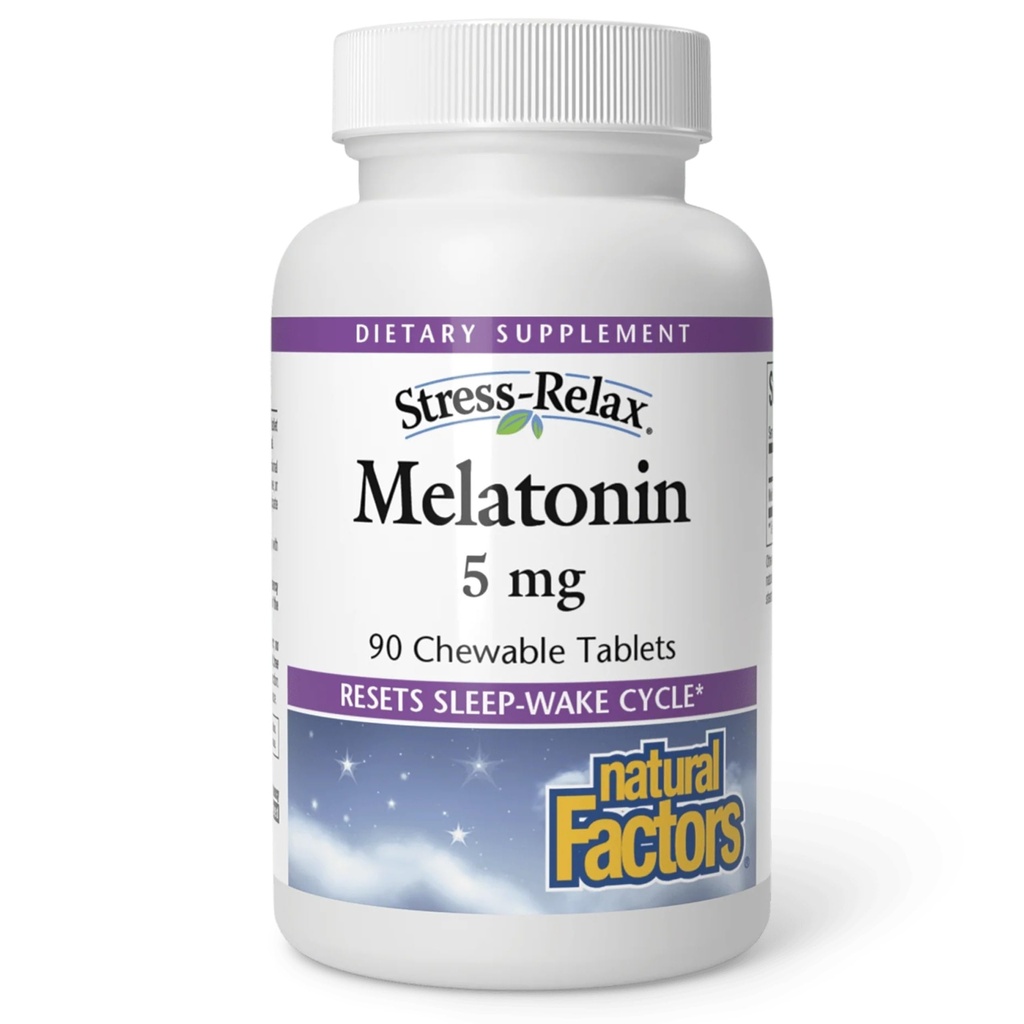 לחץ-Relax Melatonin 5 מ"ג על ידי גורמים טבעיים, Natural Sleep Aid, איפוס מחזור שינה-וייק, 90 טבליות לעסות (90 מנות), Pepperט פלפור
