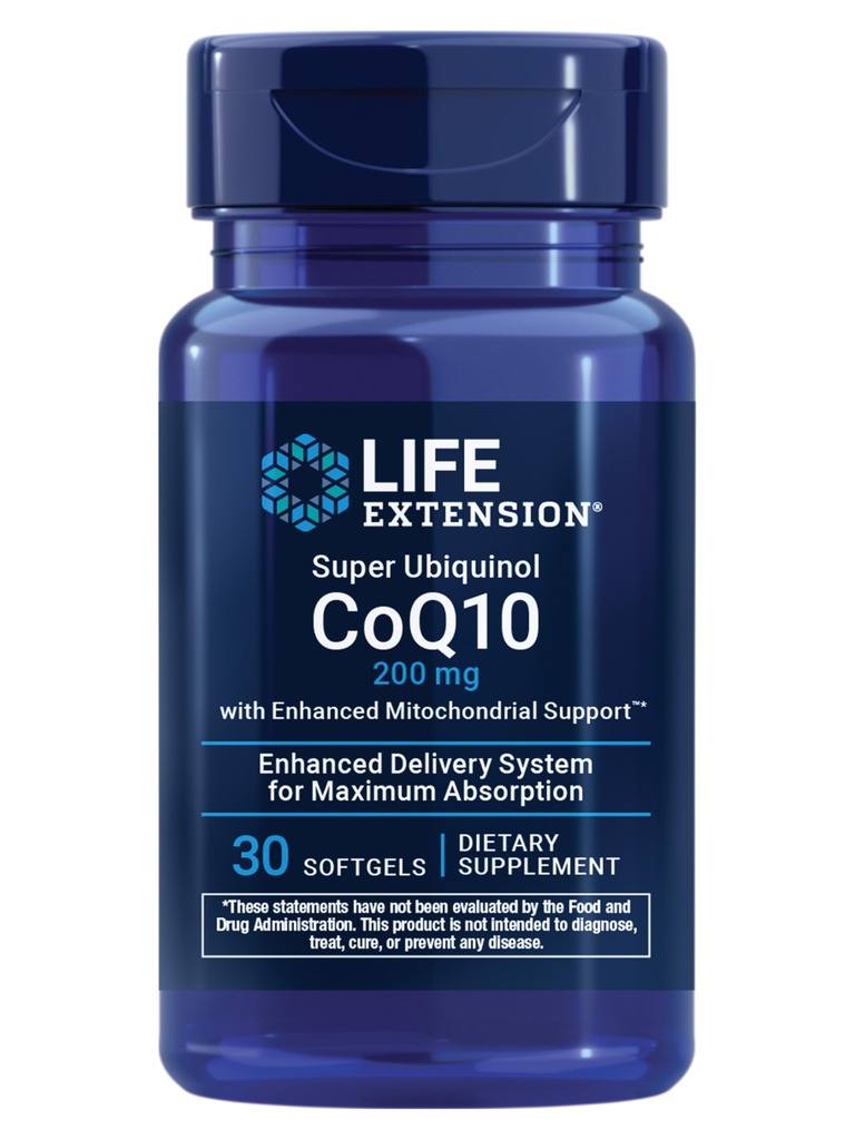 Life Extension Super Ubiquinol CoQ10 עם תמיכה מואצ'ונדרית מוגברת - 200 מ"ג, Shilajit - מקדם בריאות הלב, גוף אנרגיה, מתח Oxidative - Gluten-Free, non-GMO - 30 Softgels
