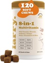 8-in-1 Multivitamin תוסף על ידי לארי | Heart, Digest, Liver, Skin, Coat, & Joint Support Supplement for Dogs | עם ויטמינים, מינרלים, אומגה, ו- Glucosamine Chondroitin