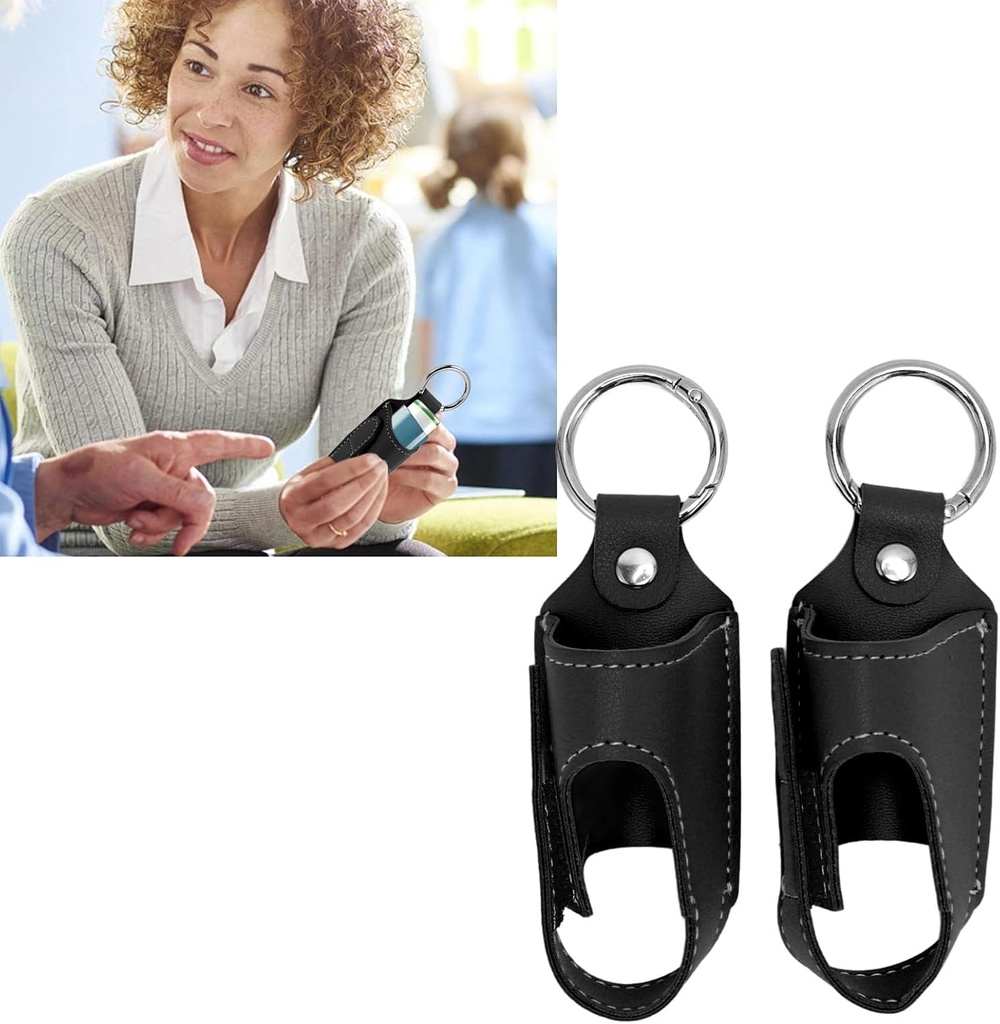 Inhaler Case Holder, 2PCS Asthma Inhaler Holder Portable Storage Protective PU Skin Asthma Inhaler Case Light Weight and Protective Shell for Daily Use, Travel and School (Black)