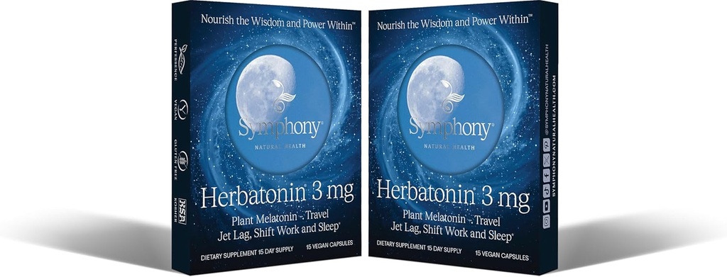 Herbatonin® 3mg - הצמח הטבעי הראשון Melatonin Adult Sleep Aid, Circadian Rhythm Support for Jet Lag, Shift Work, General Sleepless - 120 קפסולות טבעוניות טהורות (120 יום אספקה)