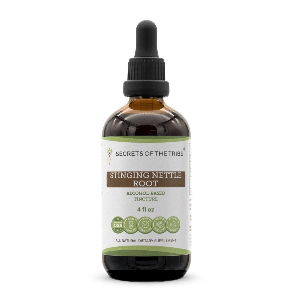 סודות של השבט - נביחת Nettle Root Tincture אלכוהול, Sting Nettle (Urtica Dioica) Dried Root 4 OZ
